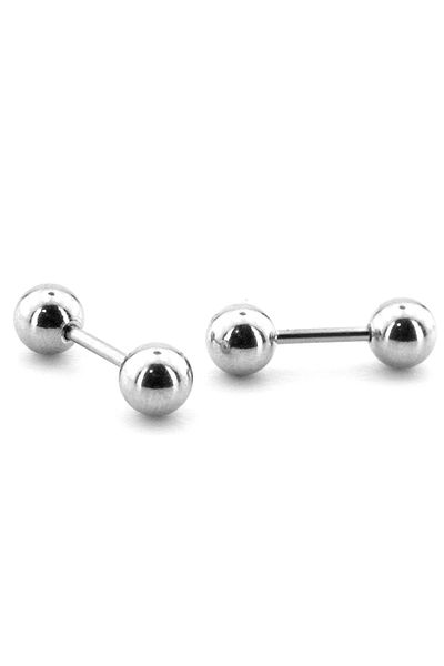 Solfera Silver Color Ball End Screw Bar Piercing Women's Men's Earrings ER046