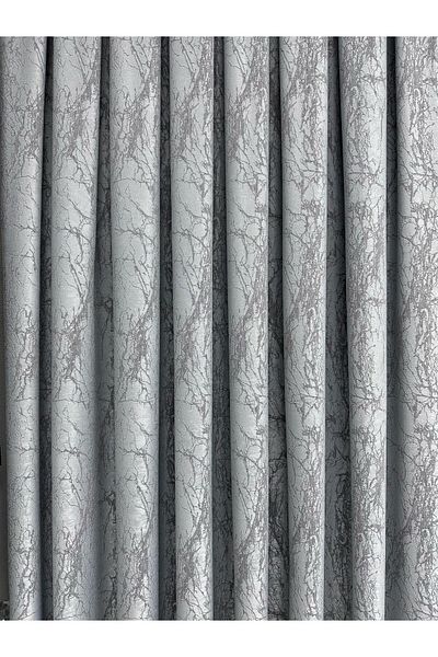 Taç Velar Soft Ice Blue/Grey Fundal Cortina o singură aripă 1/3 Pliuri frecvente