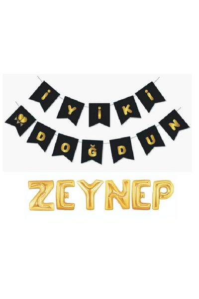 Bkmc Πανό και μπαλόνι με αλουμινόχαρτο για 6 γράμματα Happy Birthday