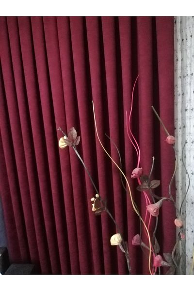 Karesi READY TO USE Claret Red CLARET PLEATED 1X3 PHONE CURTAIN SINGLE WING 9206