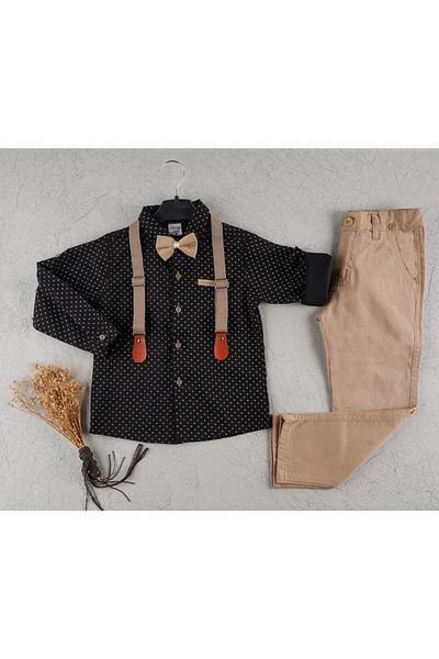 ABİYEKİDS Boy's Bow Tie Strap Shirt Suit ABY135