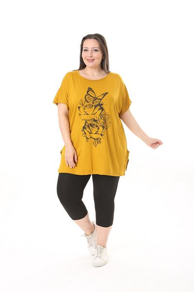 xlargebutik PLUS SIZE CLOTHING BLUZE WITH YELLOW ROSES