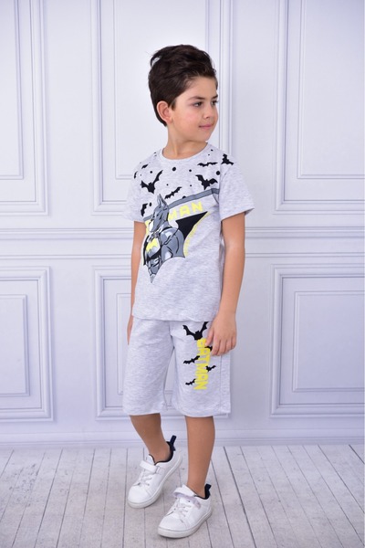 BUUFUU Batman Printed Pocket T-Shirt and Shorts Set
