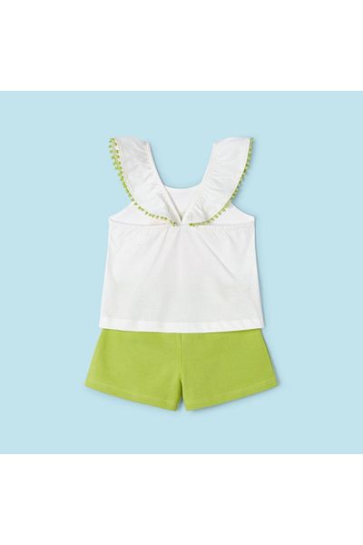 MAYORAL Girl's Floral Shorts Set Green L24Y3261