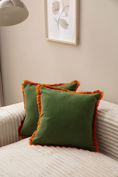SWITA لون أخضر مهدب لون واحد 43X43 كيرلنت