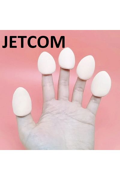 Jetcom 3 Pieces Mini Puff Finger Face Makeup Sponge Under Eye Concealer Dry Wet Cloth Sponge Concealer