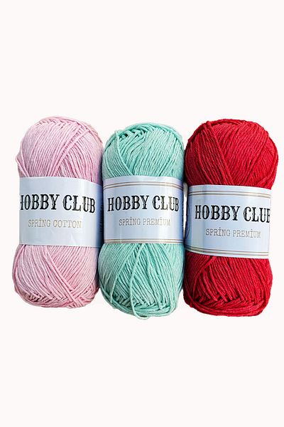 hobby club Σετ 3 100% Premium βαμβακερά κλωστές, κλωστή διάτρησης, κλωστή Amigurumi, βαμβακερή κλωστή πλεξίματος