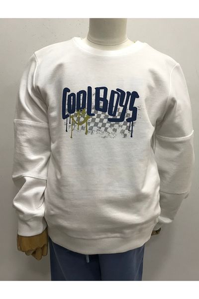 Çikoby Boys White Cool Boys Sweatshirt
