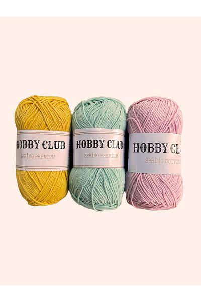 hobby club Σετ 3 100% Premium βαμβακερά κλωστές, κλωστή διάτρησης, κλωστή Amigurumi, βαμβακερή κλωστή πλεξίματος