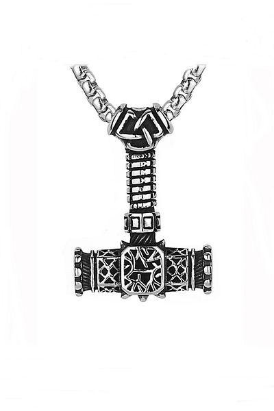 Solfera Thor Hammer Scandinavian Mjolnir Nordic Steel Men's Necklace Q0826