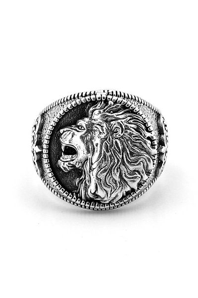 Solfera Lion Seal King Crown Embossed Brass Adjustable Men's Ring RG068