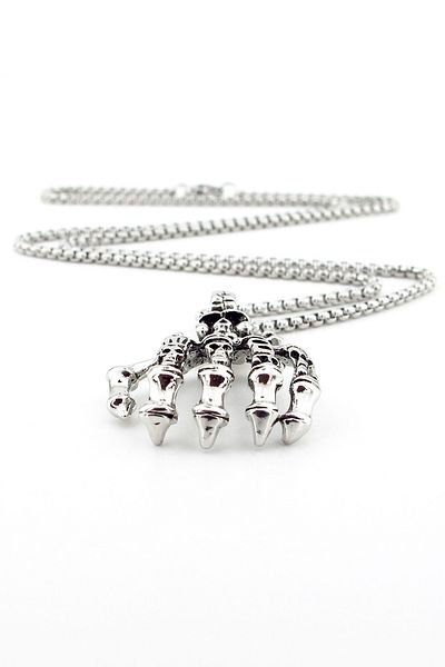 Solfera Skeleton Claw Hand Skull Gothic Thor Steel Men's Necklace Chain Q0827