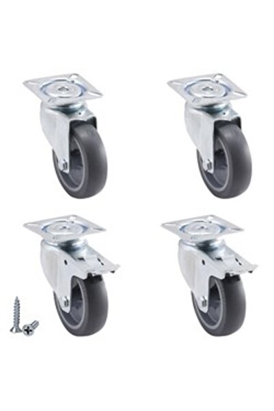 Kama Sehpa Tekerleği Mobilya 2 adet Döner 2 adet Frenli Masa Tekeri - 50 mm Çap