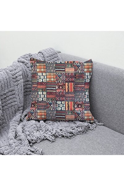 Gofre Home Kaşmir Desenli Dijital Baskılı Dekoratif Kırlent Kılıfı - Yastık Kılıfı