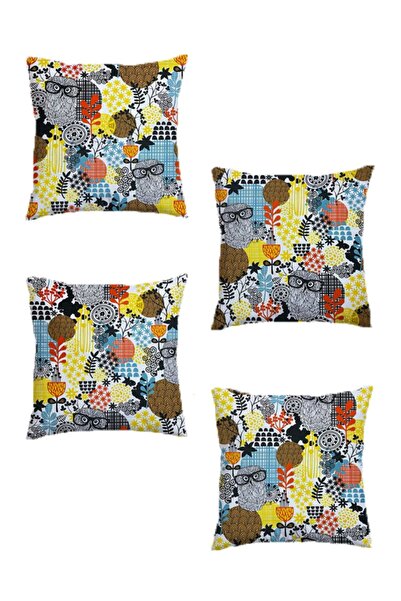 Gofre Home Husă de pernă decorativă cu model bufniță, imprimată digitală, 4 piese - Față de pernă