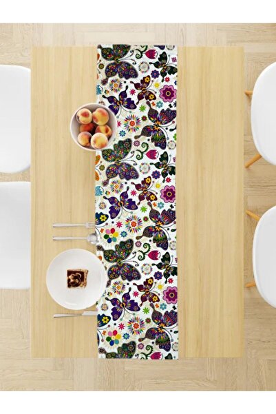 Gofre Home Runner Butterfly Patterned Digital Print Runner