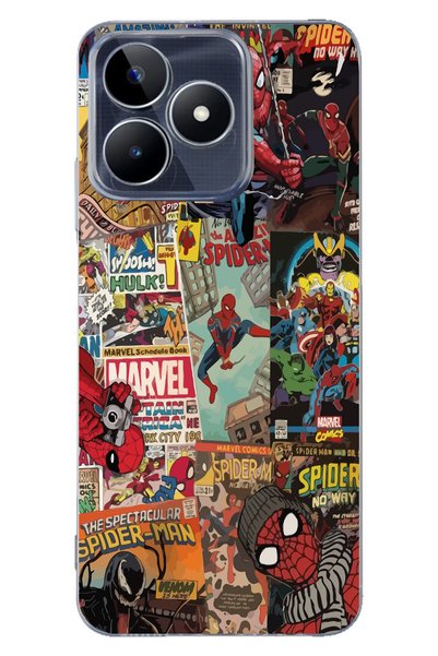 Magic Ring حافظة هاتف شفافة متوافقة مع Realme C53 Spiderman Collage