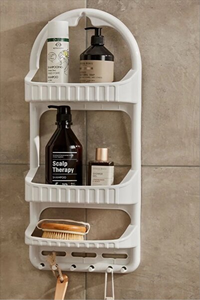 BİTERSE 3 Katlı Paslanmaz Banyo Düzenleyici Şampuanlık Raf Plastik Banyo Rafı