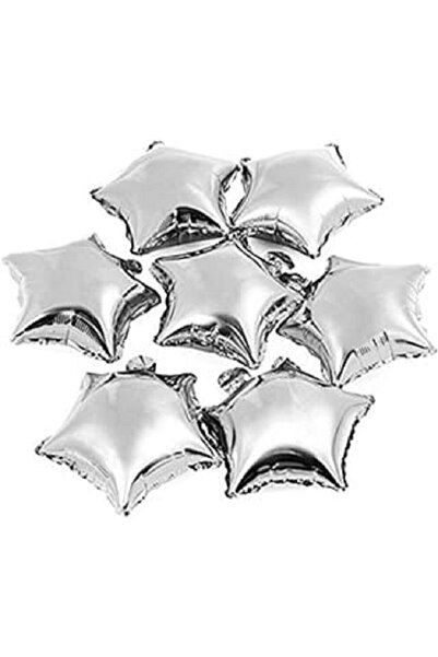 TATLI GÜNLER 5 ADET 10 Inç 25 cm Gümüş Yıldız Folyo Balon Set 5 Li