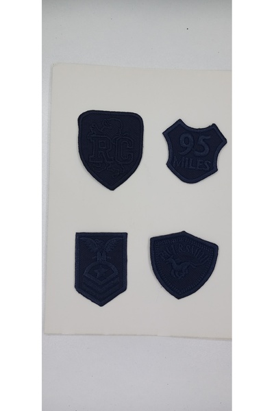 Tuhafiş Ütü Ile Yapışan Dörtlü Lacivert Arma Yama Patch Defo Kapamaya Yarar