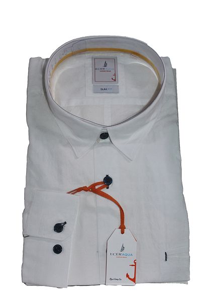 Ecer Men's Long Sleeve Slimfit Summer Hidden Button Collar Self Patterned Shirt