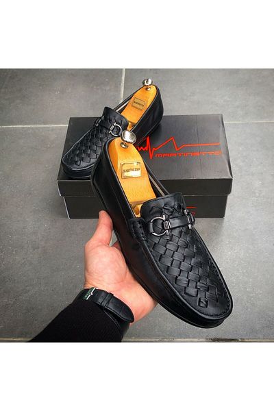 Martinetto GENUINE LEATHER BLACK DAILY MEN'S SHOES MRTCNTB200