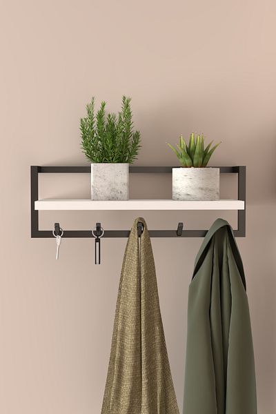 AJU Modern Coat Rack Wall Hanger - Hall Hallway Kitchen Bathroom Towel Clothes Key Hanger