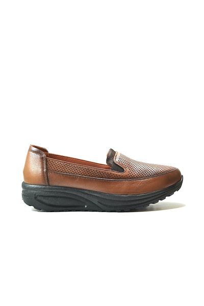 Beety 038 Genuine Leather Tan Orthopedic Daily Women's Mother Shoes