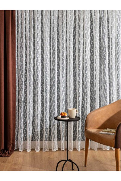 Karesi READY TO USE BAKLAVA PATTERN MEDIUM PLEATED 1X2,5 TULLE CURTAIN