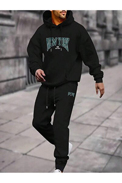 FECCY Set de trening unisex roșu cu buzunare cangur și mâneci lungi