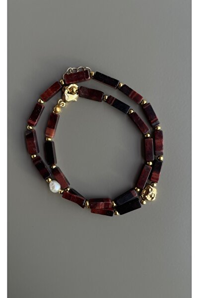 Queen B JewelryCo Kaplan Gözü Doğal Taş Kolye