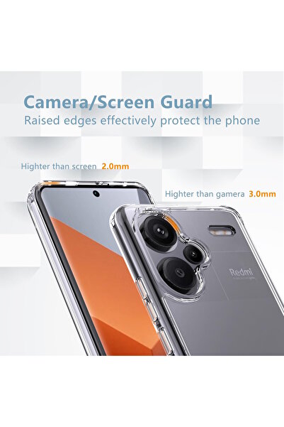 m.tk moveteck Case for Xiaomi Redmi Note 13 Pro+ Plus Case Camera Protruding Protection Soft Transparent Silicone Colorless