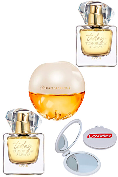 AVON TTA Today Kadın Parfüm EDP 50ml x 2 Adet + Incandessence 50ml + Lovider Cep Aynası
