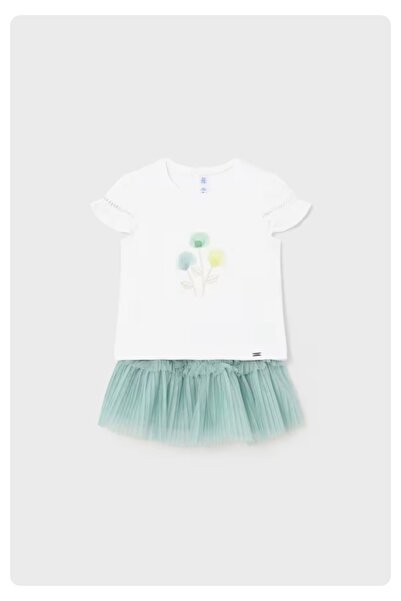 MAYORAL LİMİ kız bebek & çocuk fırfır detaylı tütü eteklı t-shirt takım