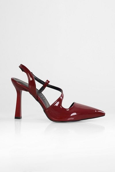 Shoeberry Women's Heida Claret Red Patent Leather Stiletto
