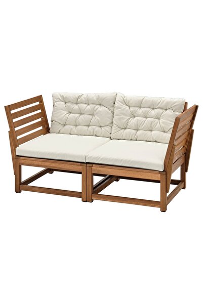 IKEA NÄMMARÖ 2'li modüler bahçe kanepesi, açık kahverengi, kuddarna bej, kolç...