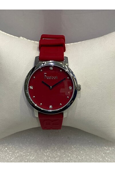 Freelook KIRMIZI NANO SİLİKON KORDON 34 MM 5 ATM KADIN ÇELİK KOL  SAATİ