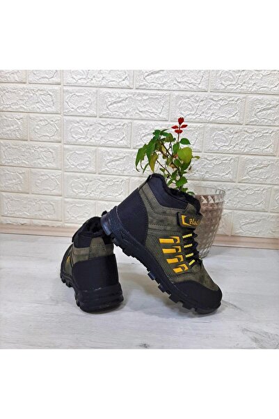 BS BLACK SEA Black Sea 542 Haki Kürklü Fermuarlı Cırtlı Erkek Çocuk Bot