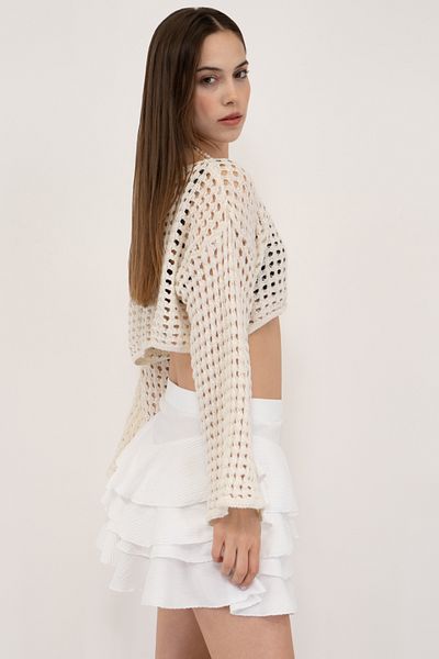 Soyo Γυναικεία Μίνι Φούστα White Quadra Frilly