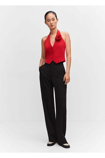 MANGO Woman Vest with flower appliques