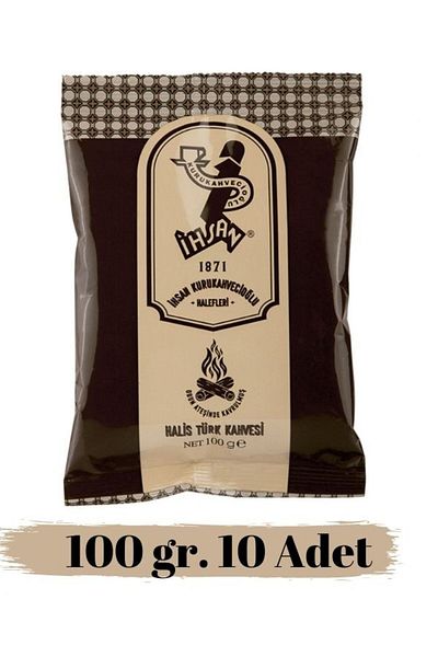 ihsan kurukahvecioğlu halefleri Turkish Coffee 100 gr Foil Package 10 Pieces*1 Kg(İHSAN DRY COFFECIOĞLU ALFANS)Scaling Spoon Gift