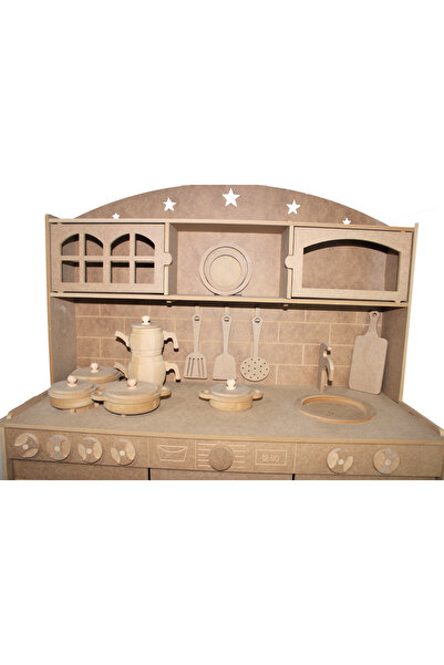 Hedef Ahşap Oyuncak Mutfak ( ÇAYDANLIK TENCERE TAVA SETLİ)