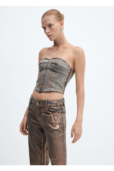 MANGO Woman Foil Denim Blouse