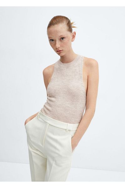 MANGO Woman Strickbluse mit Rundhalsausschnitt