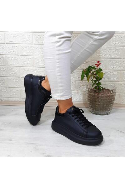 BESTOF AYAKKABI Bestof 150 Black-Black Fuspet Sneaker Flat Sole Sports Shoes