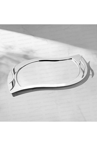 Nehir Gizem Sade Steel Tea Tray, Engagement Tray, Stainless Steel Tray, Service Tray, Tea Set,