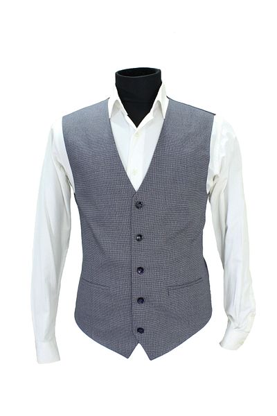 MENTOR REGALO Men's Vest V-Neck Navy Blue Patterned 50610