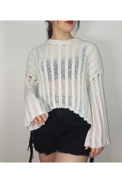 MODA MHE Collar Shoulder Openwork Sweater NEW SEASON