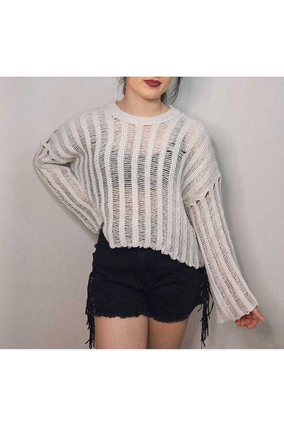 MODA MHE Collar Shoulder Openwork Sweater NEW SEASON