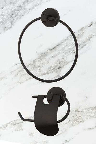 UG Home Ανοξείδωτο Σετ 2 Μαύρο Δαχτυλίδι Στενό Κάλυμμα Θήκη για Χαρτοπετσέτα Τουαλέτας